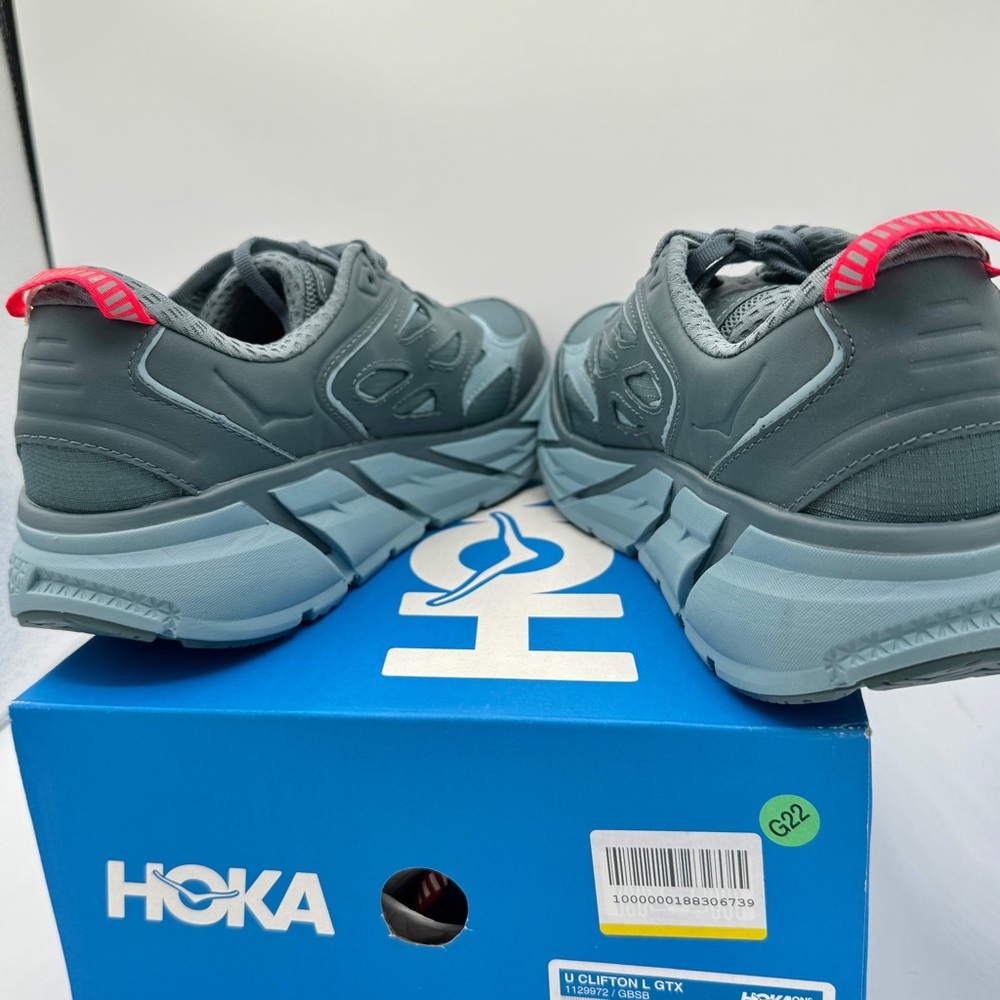 NWT Hoka Clifton Leather Gore-Tex Waterproof Unisex Goblin Stone Blue GBSB - Picture 10 of 16